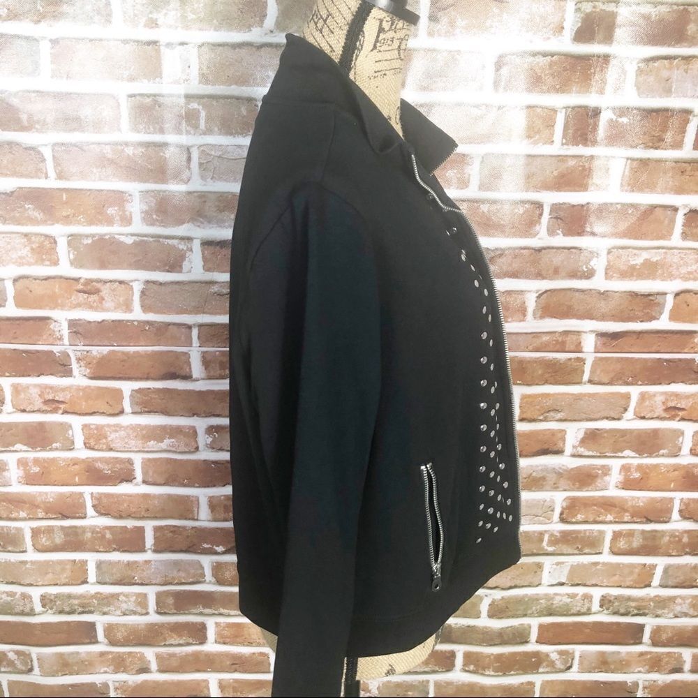 Ruby Rd. Black Studded Zip Up Women’s Jacket Coat - Picture 6 of 9